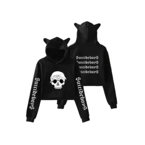 $uicideboy$ Merch Pullover Cat Cropped Women Black Hoodie